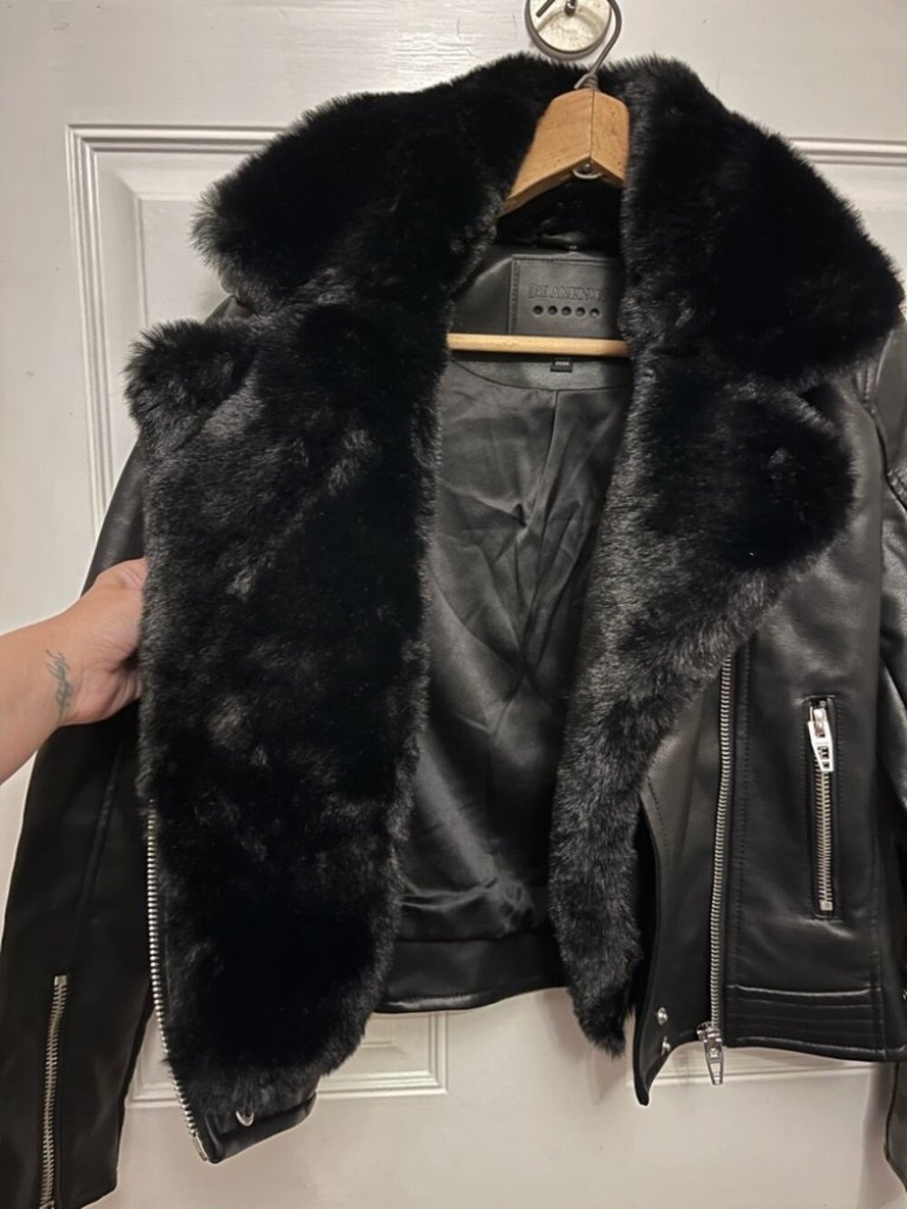 Blank NYC Faux Leather Moto Jacket w/ Removable Fur Collar M - Picture 2 of 11